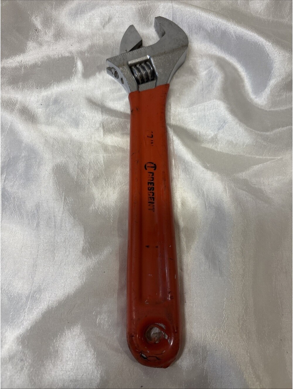 Vintage Crescent 10" Adjustable Wrench Made In USA Red Cushion Grip Great Tool